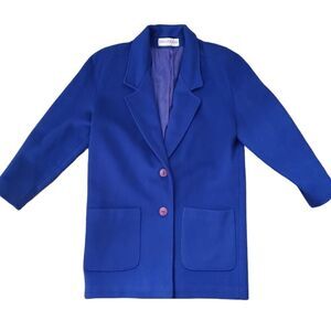 Braefair Vintage Royal Blue 💯% Pure Wool Coat Sz 9/10 ILGWU